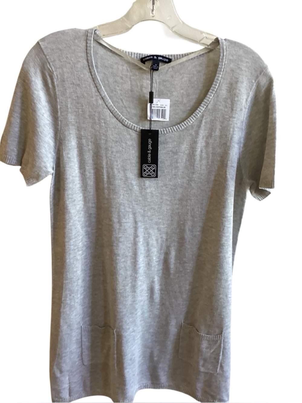 Cable & Gauge NWT Gray Short Sleeve Pocket Sweater Misses size M